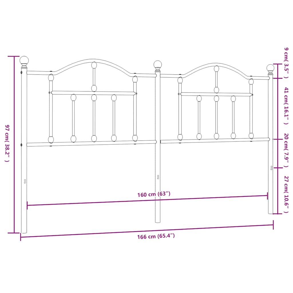 Ersatz-Kopfteil Metall Schwarz 160 cm