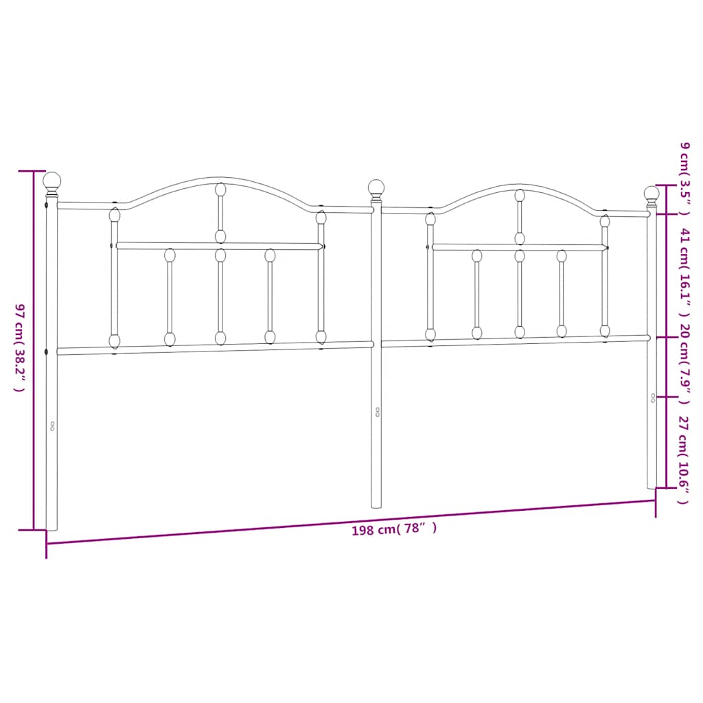 Ersatz-Kopfteil Metall Schwarz 193 cm