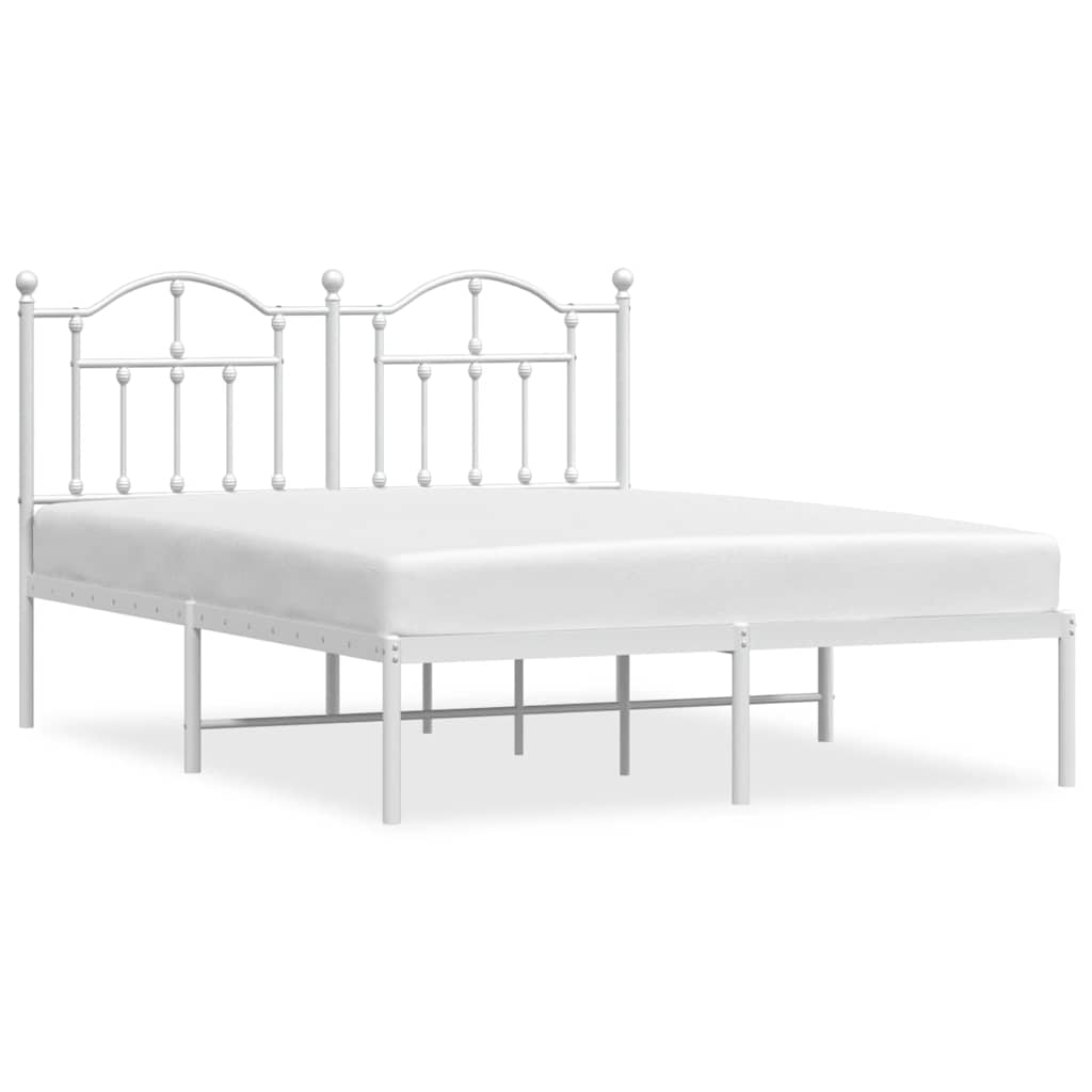 Bettgestell mit Kopfteil Metall Weiß 135x190 cm