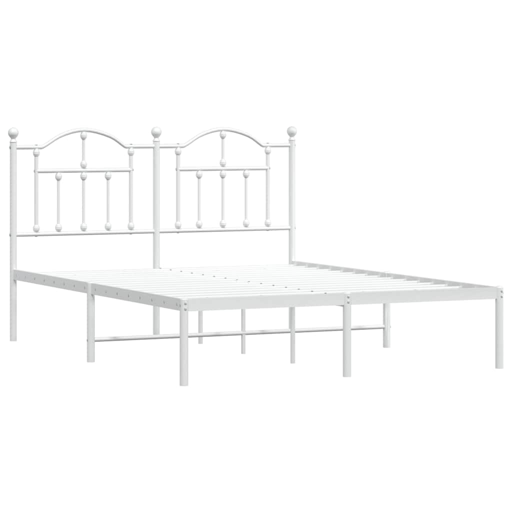 Bettgestell mit Kopfteil Metall Weiß 140x190 cm