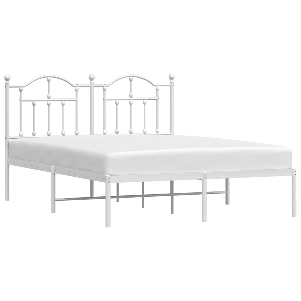 Bettgestell mit Kopfteil Metall Weiß 140x190 cm