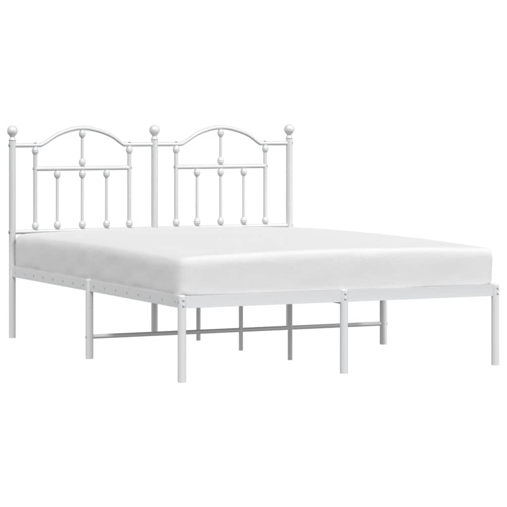 Bettgestell mit Kopfteil Metall Weiß 150x200 cm