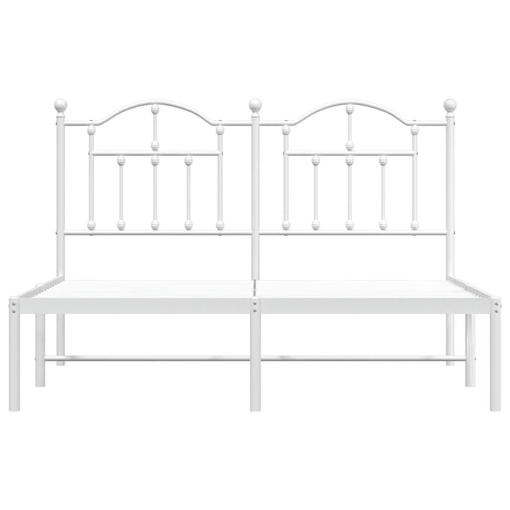 Bettgestell mit Kopfteil Metall Weiß 150x200 cm