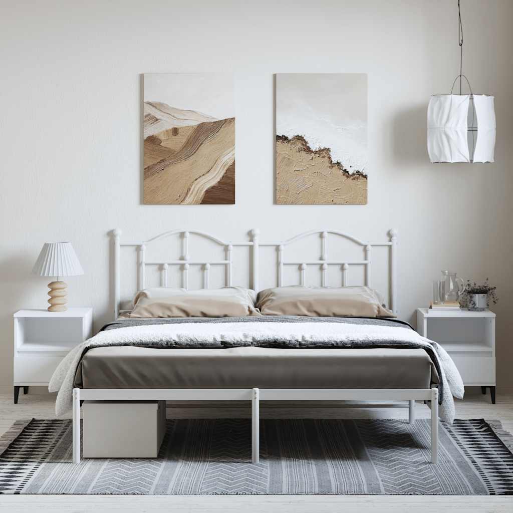 Bettgestell mit Kopfteil Metall Weiß 183x213 cm