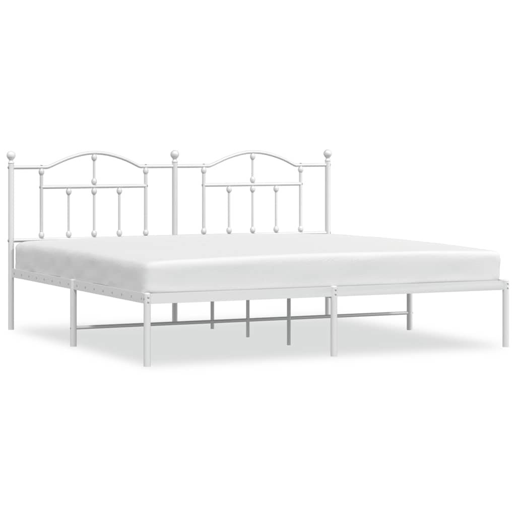 Bettgestell mit Kopfteil Metall Weiß 193x203 cm