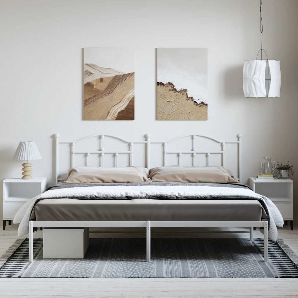Bettgestell mit Kopfteil Metall Weiß 193x203 cm