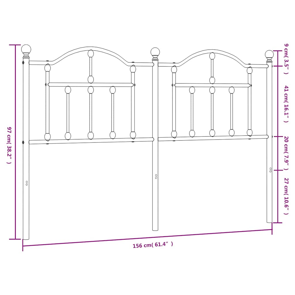 Ersatz-Kopfteil Metall Weiß 150 cm