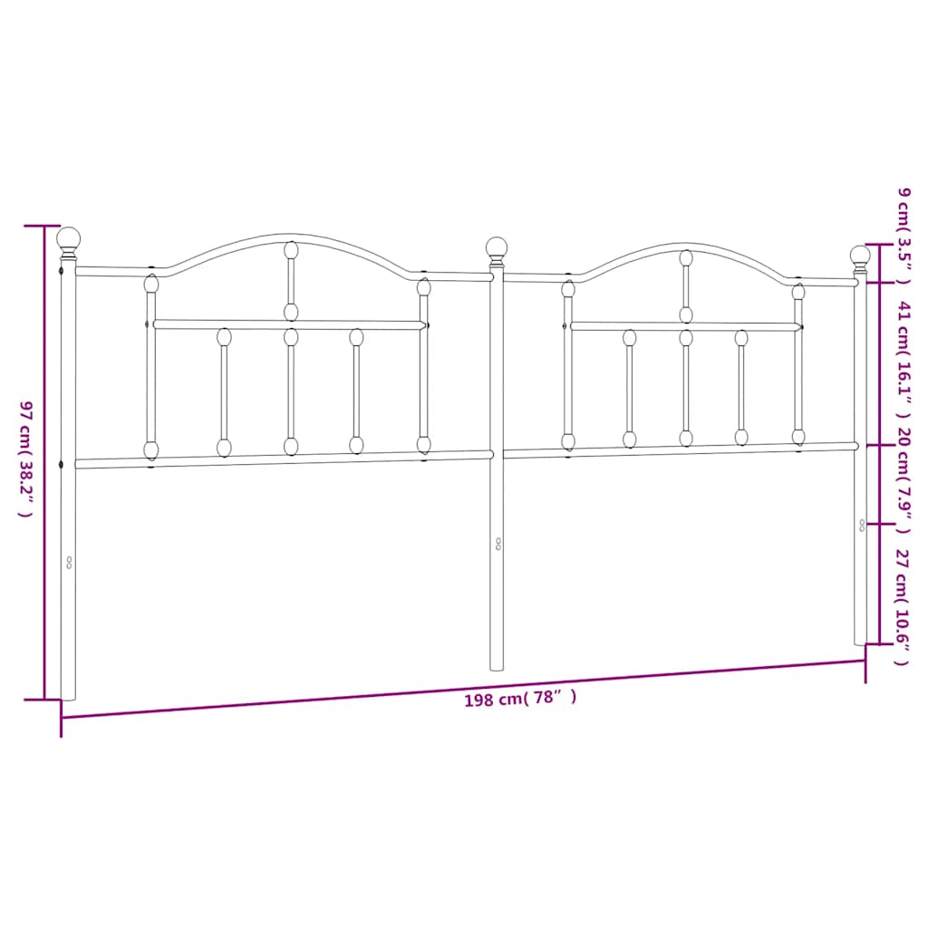 Ersatz-Kopfteil Metall Weiß 193 cm