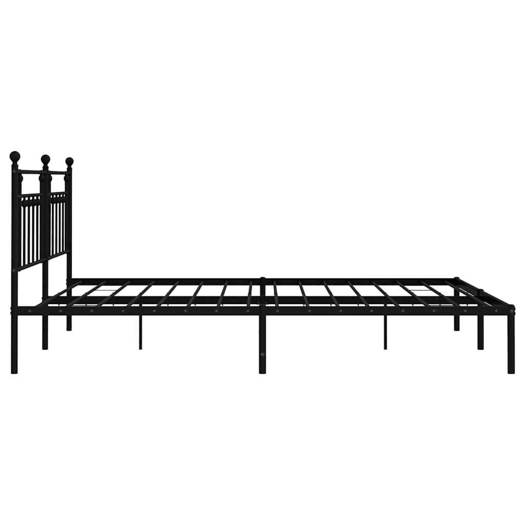 Bettgestell mit Kopfteil Metall Schwarz 193x203 cm