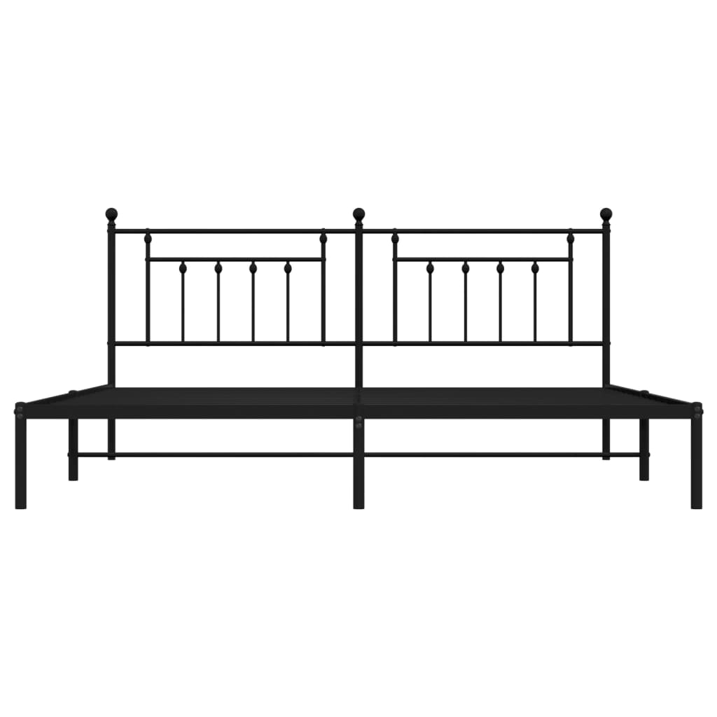 Bettgestell mit Kopfteil Metall Schwarz 200x200 cm