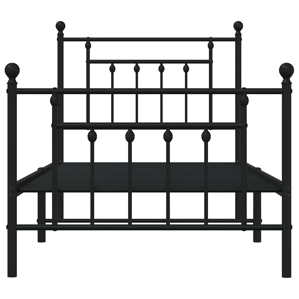 Bettgestell mit Kopf- und Fußteil Metall Schwarz 80x200 cm