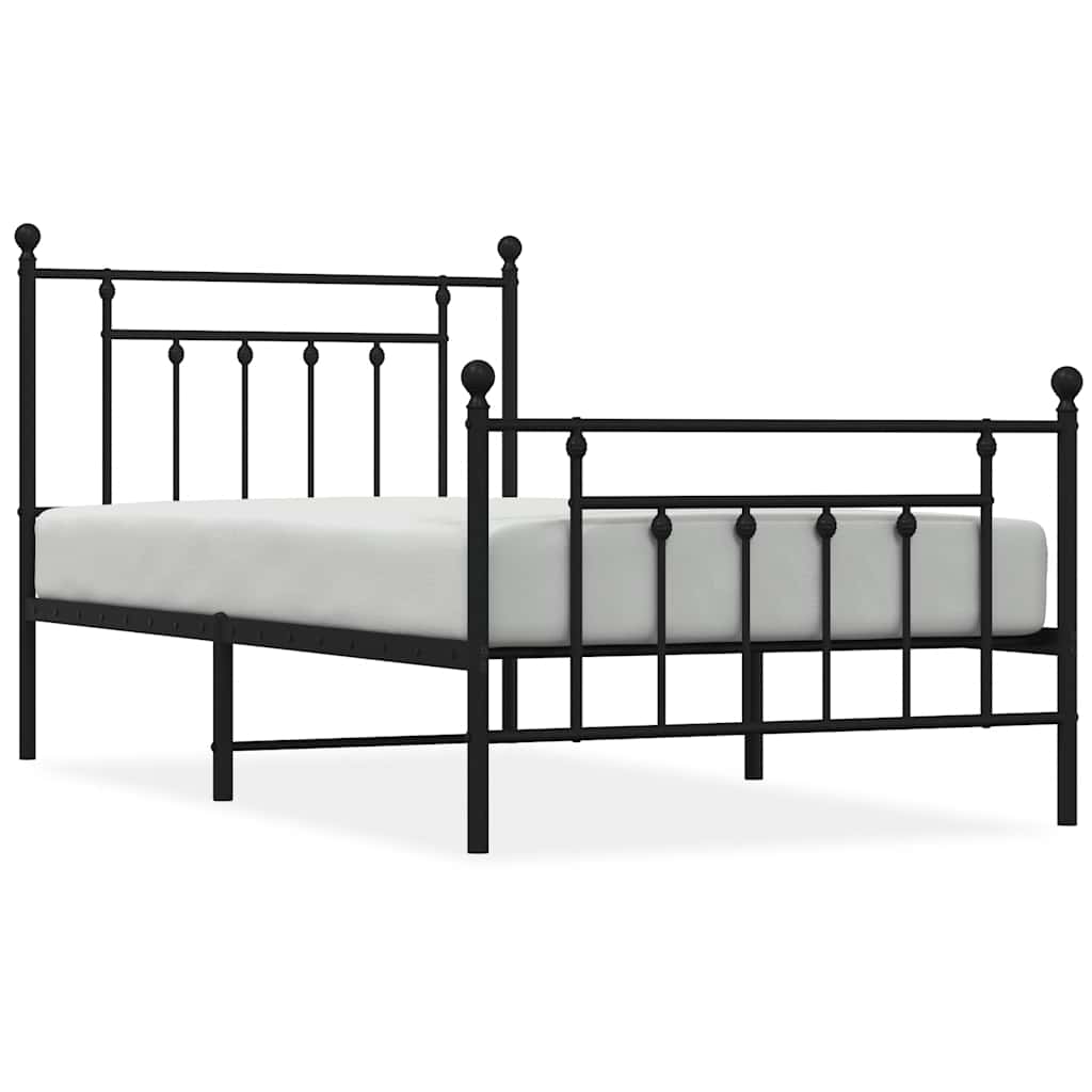 Bettgestell mit Kopf- und Fußteil Metall Schwarz 100x190 cm