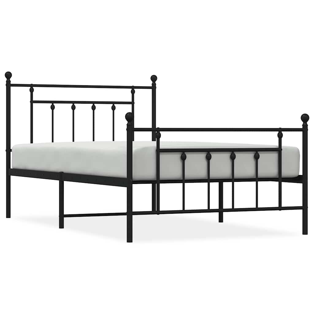 Bettgestell mit Kopf- und Fußteil Metall Schwarz 100x200 cm