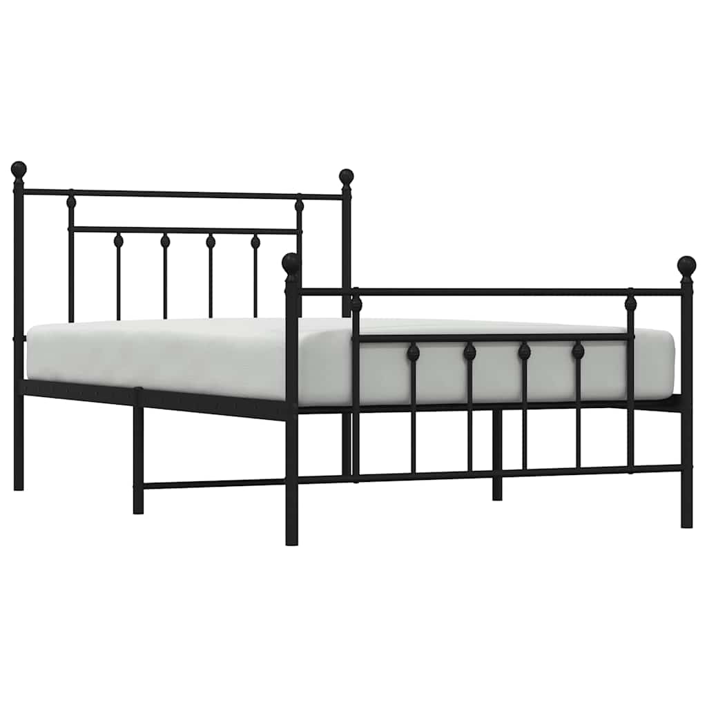Bettgestell mit Kopf- und Fußteil Metall Schwarz 100x200 cm