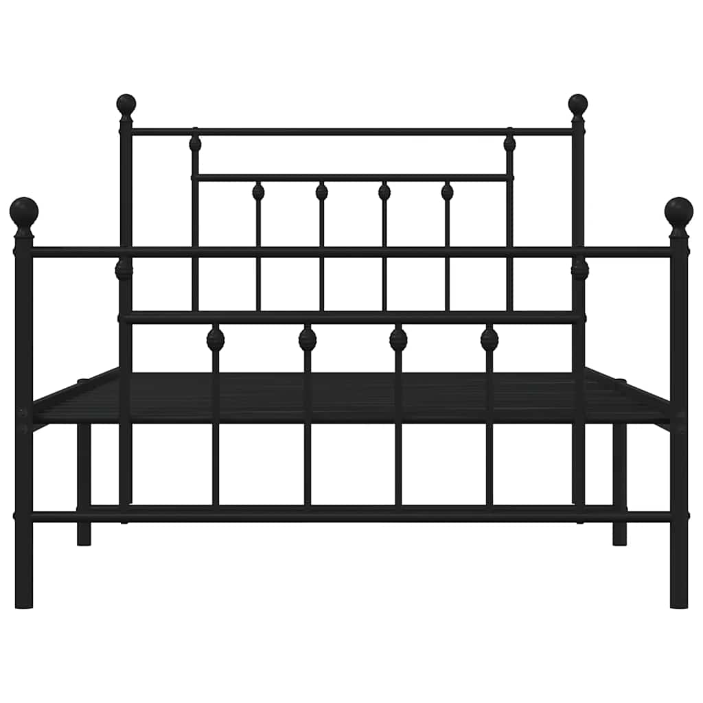 Bettgestell mit Kopf- und Fußteil Metall Schwarz 100x200 cm