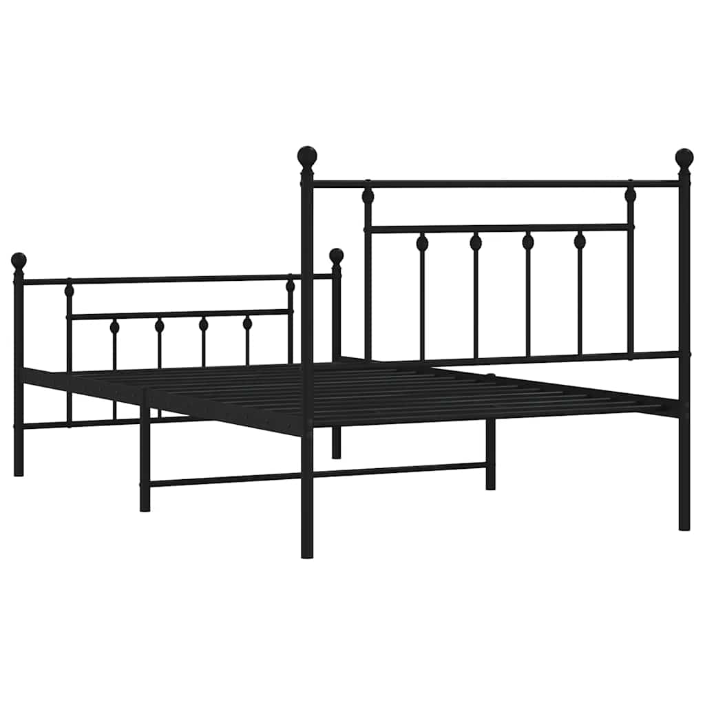 Bettgestell mit Kopf- und Fußteil Metall Schwarz 100x200 cm