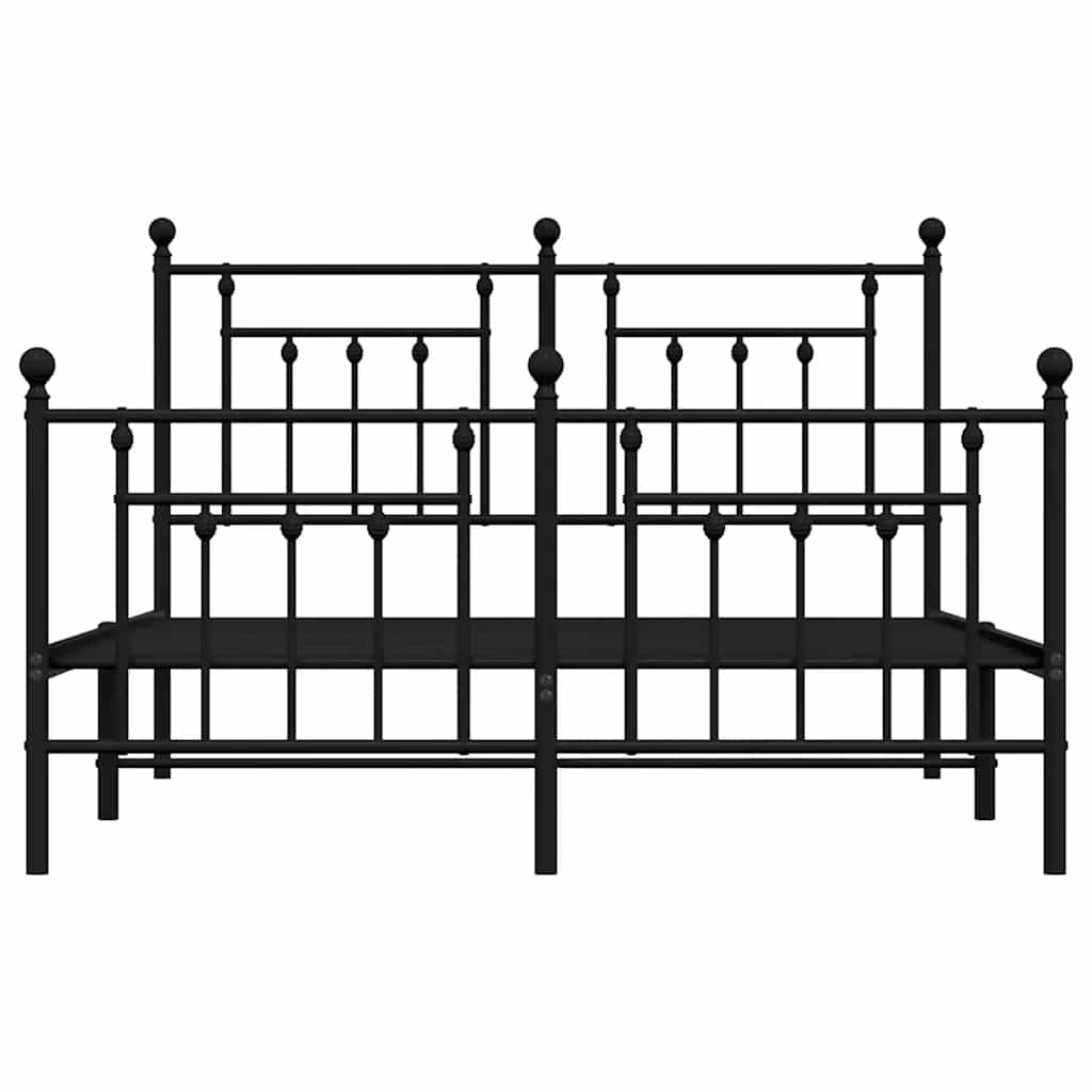 Bettgestell mit Kopf- und Fußteil Metall Schwarz 140x190 cm