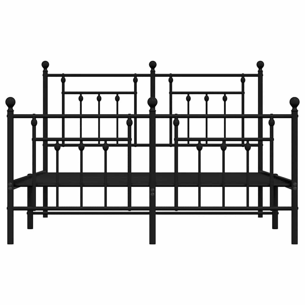 Bettgestell mit Kopf- und Fußteil Metall Schwarz 140x200 cm