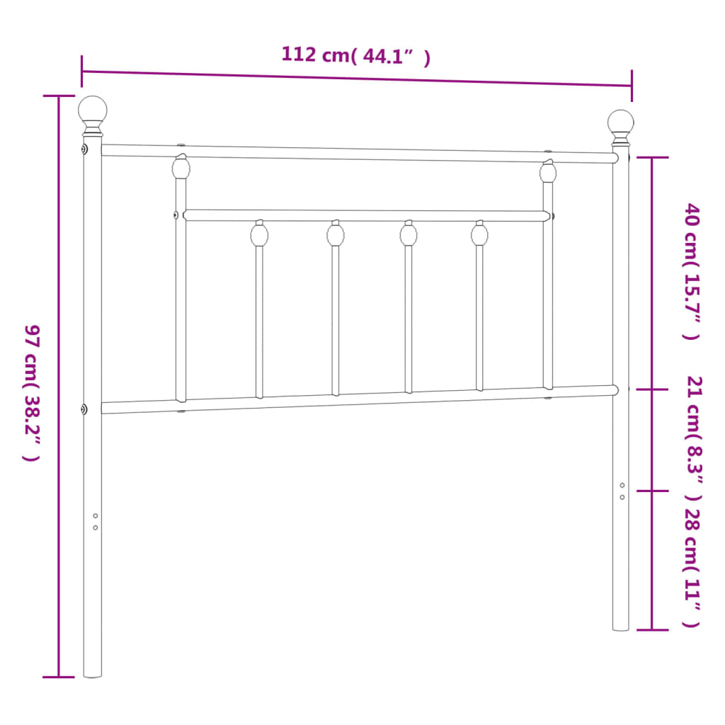 Ersatz-Kopfteil Metall Schwarz 107 cm