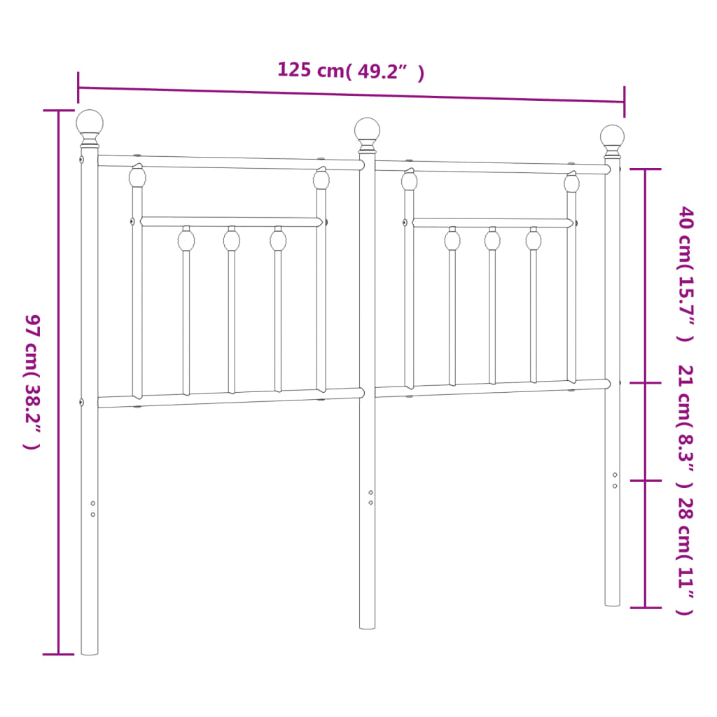 Ersatz-Kopfteil Metall Schwarz 120 cm