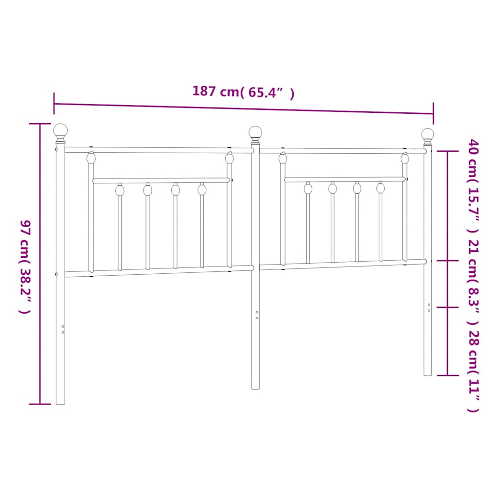 Ersatz-Kopfteil Metall Schwarz 180 cm