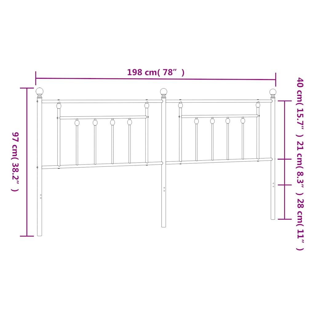 Ersatz-Kopfteil Metall Schwarz 193 cm