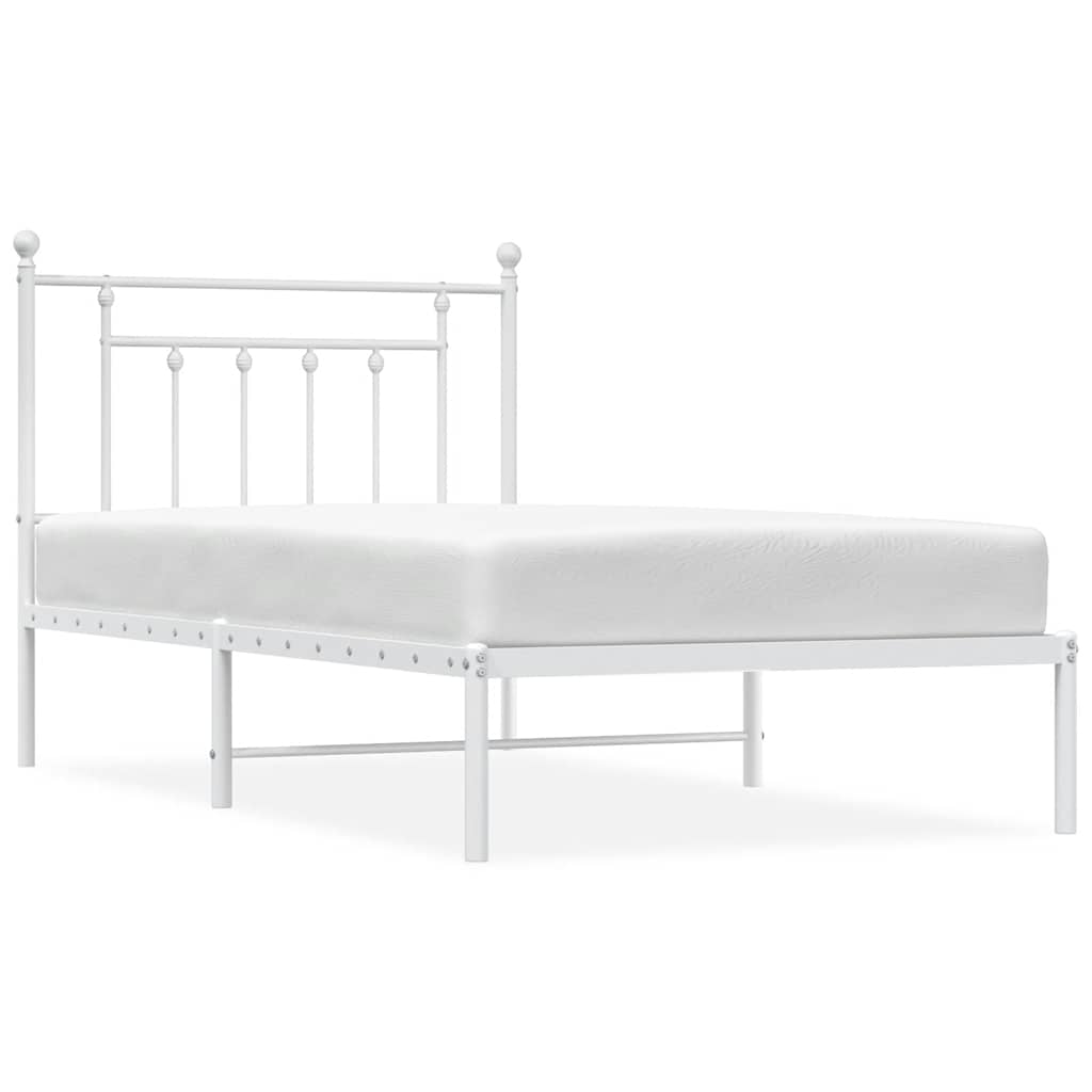 Bettgestell mit Kopfteil Metall Weiß 100x190 cm