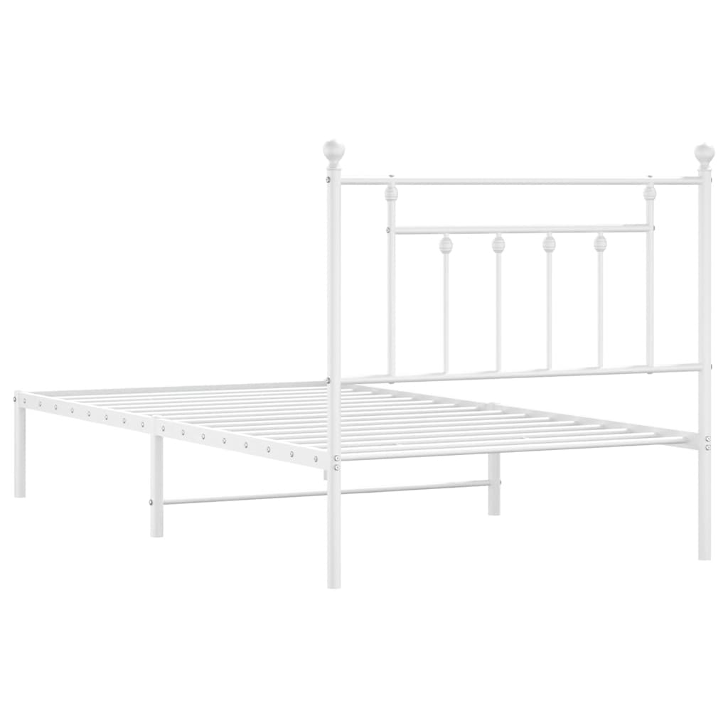 Bettgestell mit Kopfteil Metall Weiß 100x190 cm