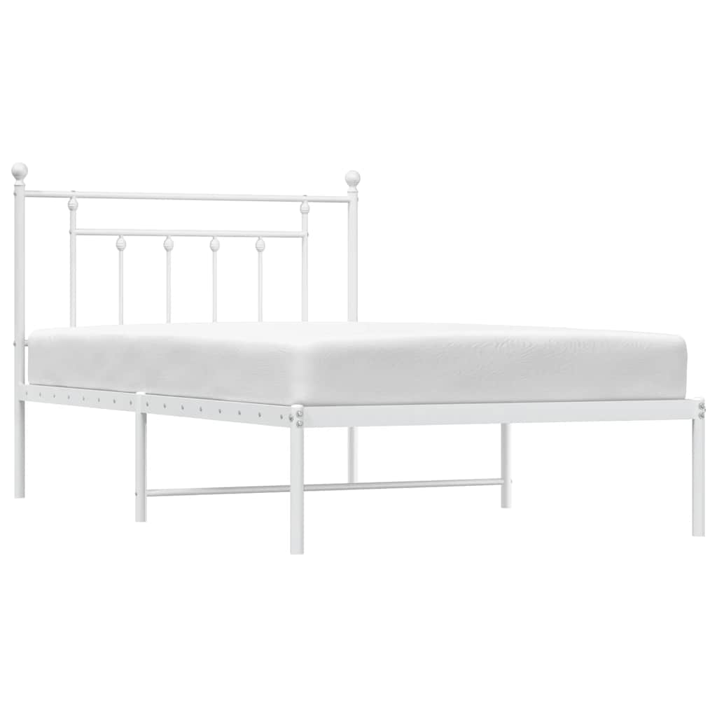 Bettgestell mit Kopfteil Metall Weiß 100x200 cm