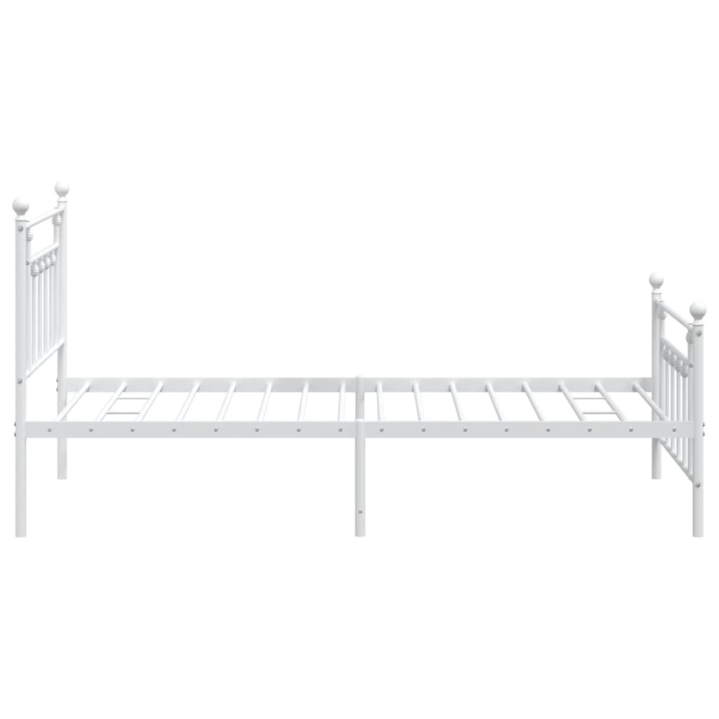 Bettgestell mit Kopf- und Fußteil Metall Weiß 100x200 cm