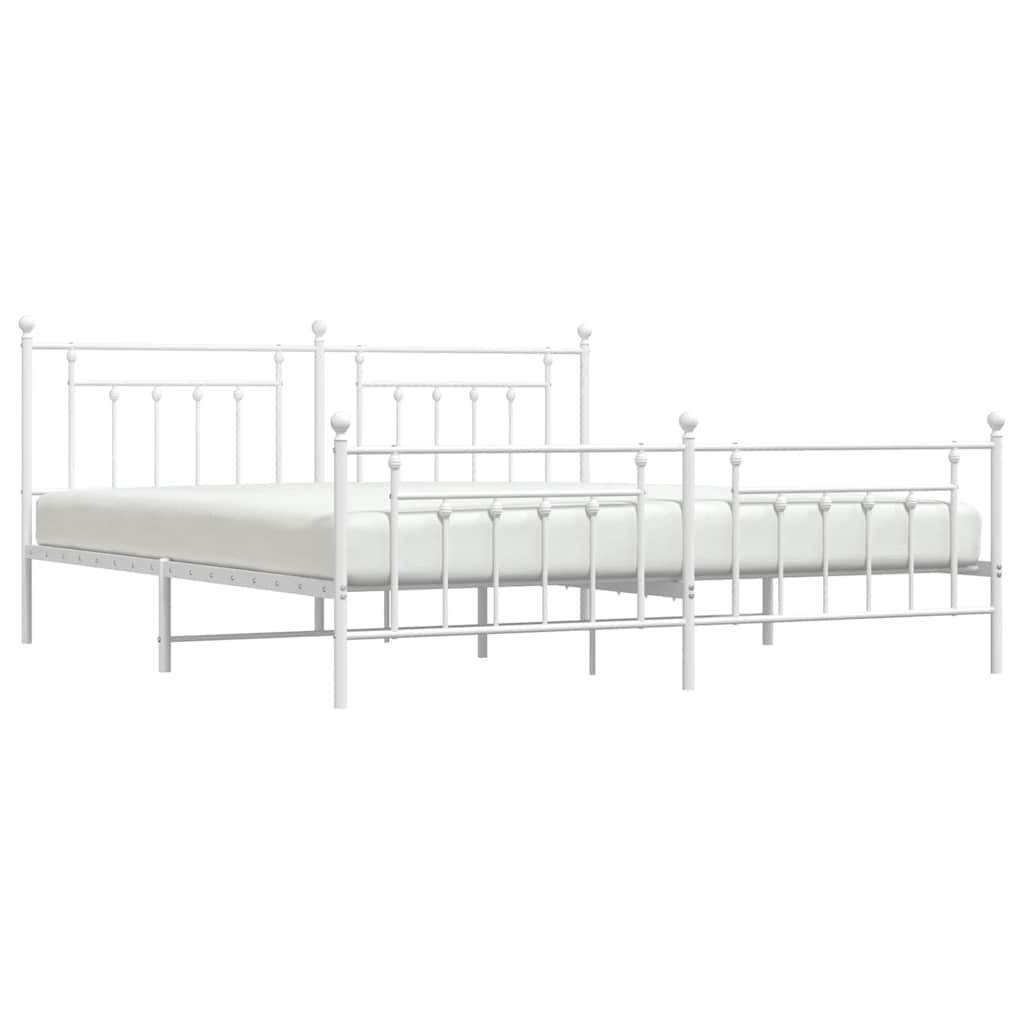 Bettgestell mit Kopf- und Fußteil Metall Weiß 193x203 cm