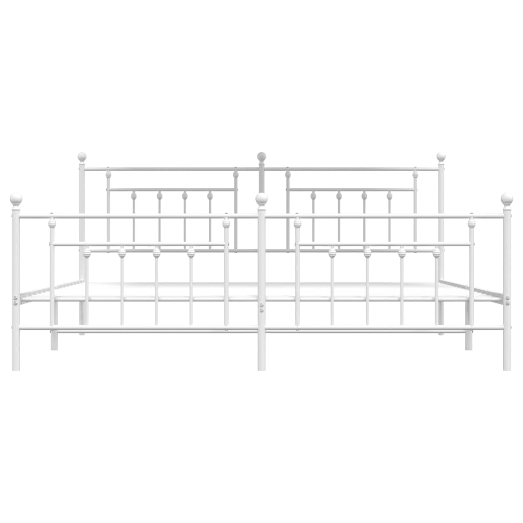 Bettgestell mit Kopf- und Fußteil Metall Weiß 200x200 cm