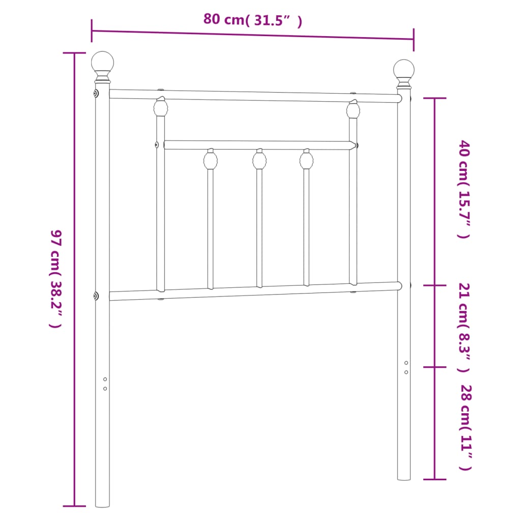 Ersatz-Kopfteil Metall Weiß 75 cm