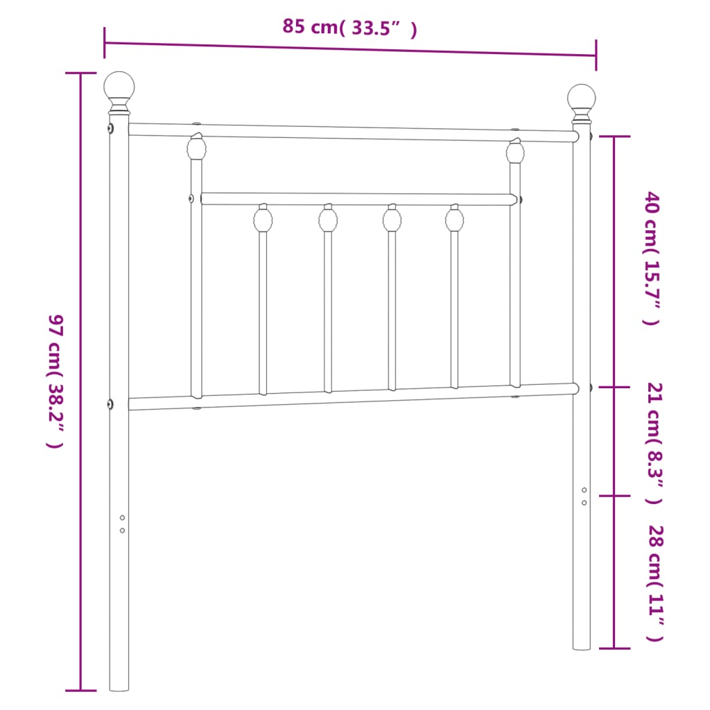 Ersatz-Kopfteil Metall Weiß 80 cm