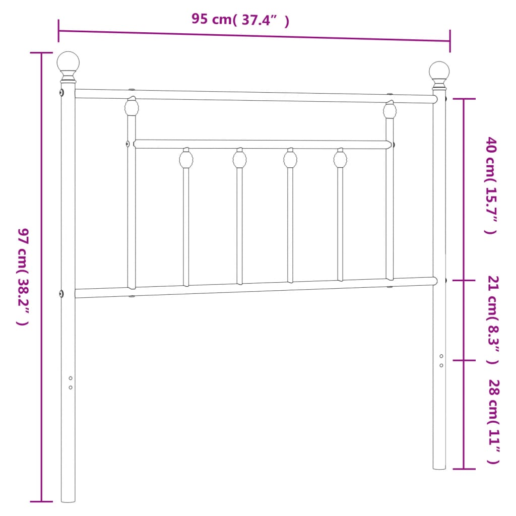 Ersatz-Kopfteil Metall Weiß 90 cm