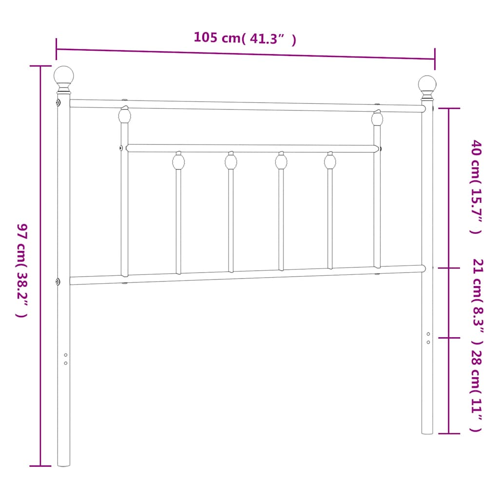 Ersatz-Kopfteil Metall Weiß 100 cm