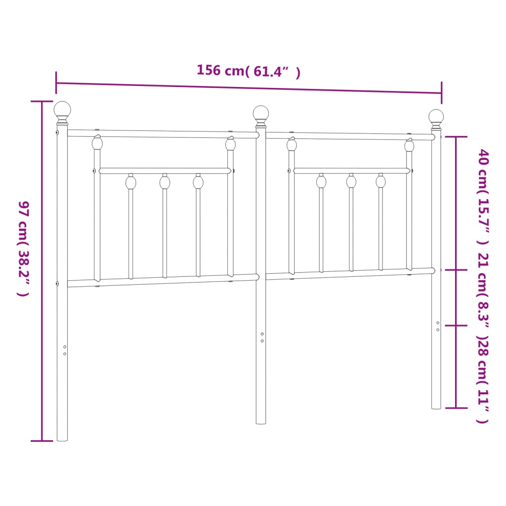 Ersatz-Kopfteil Metall Weiß 150 cm