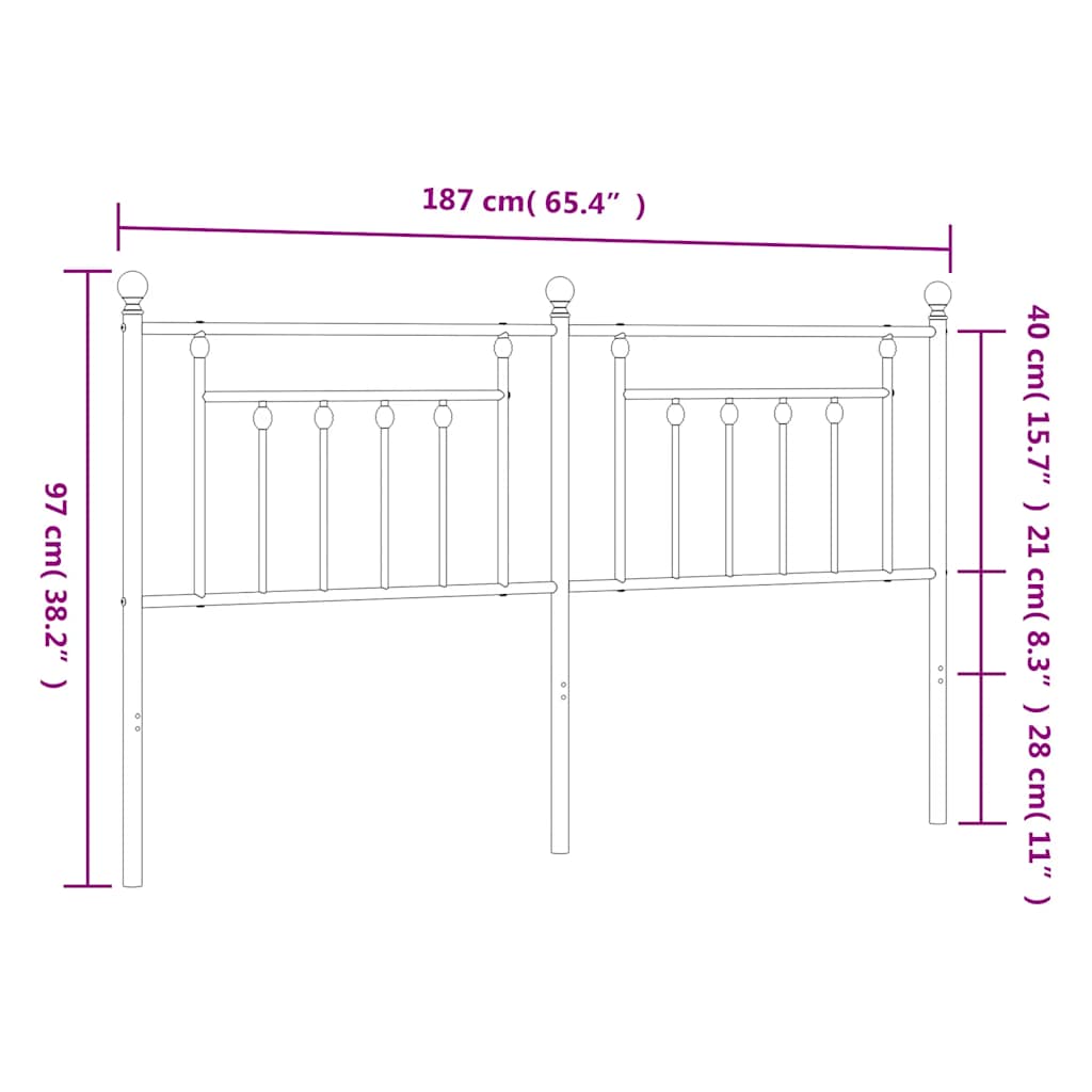 Ersatz-Kopfteil Metall Weiß 180 cm