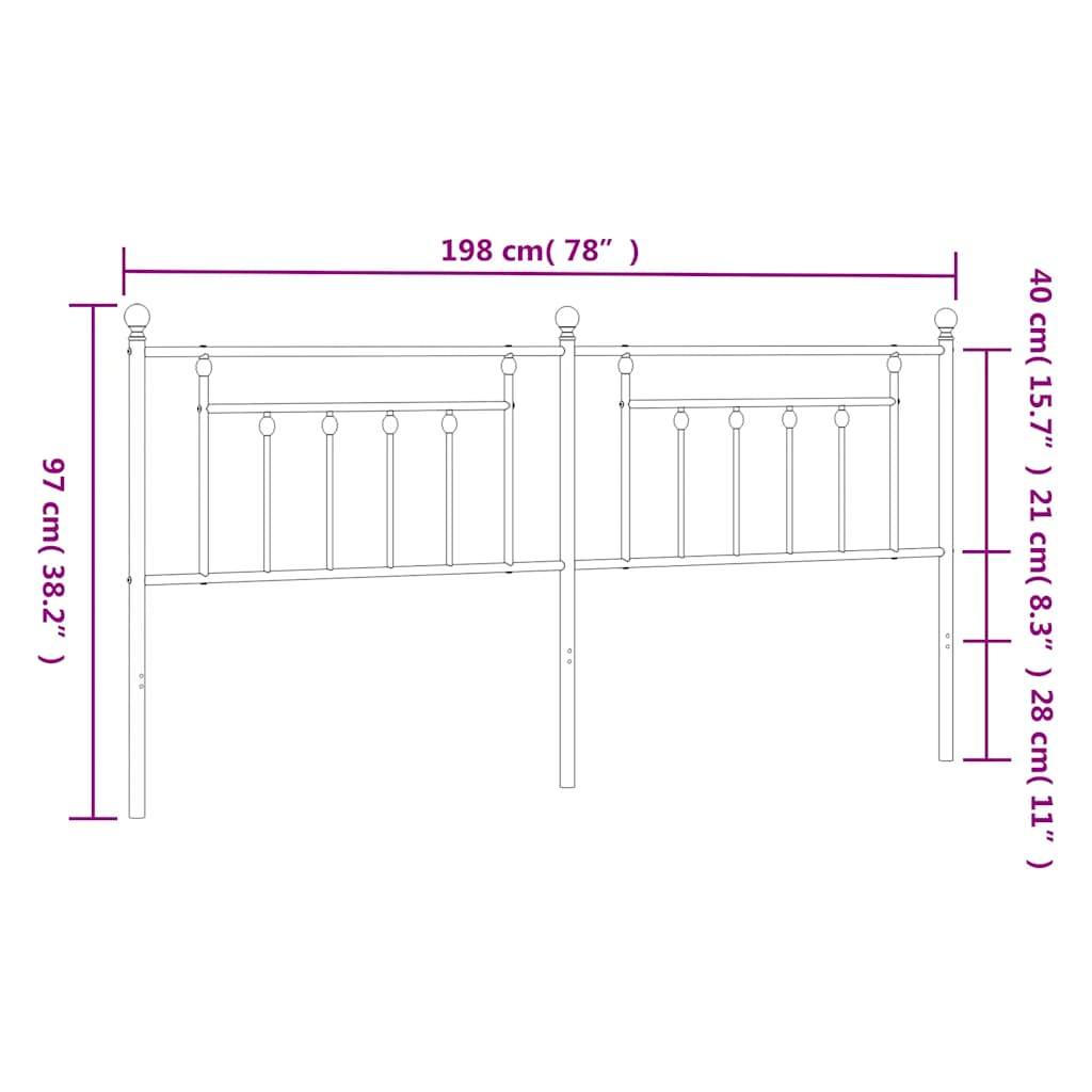 Ersatz-Kopfteil Metall Weiß 193 cm