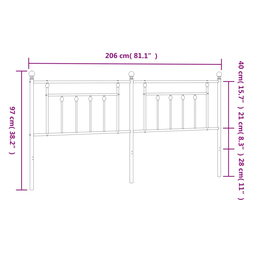Ersatz-Kopfteil Metall Weiß 200 cm