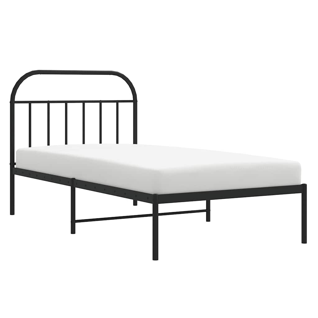 Bettgestell mit Kopfteil Metall Schwarz 100x200 cm
