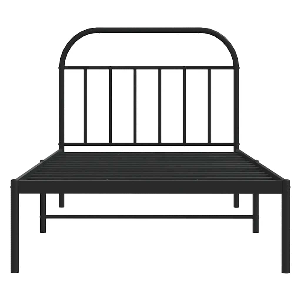 Bettgestell mit Kopfteil Metall Schwarz 100x200 cm