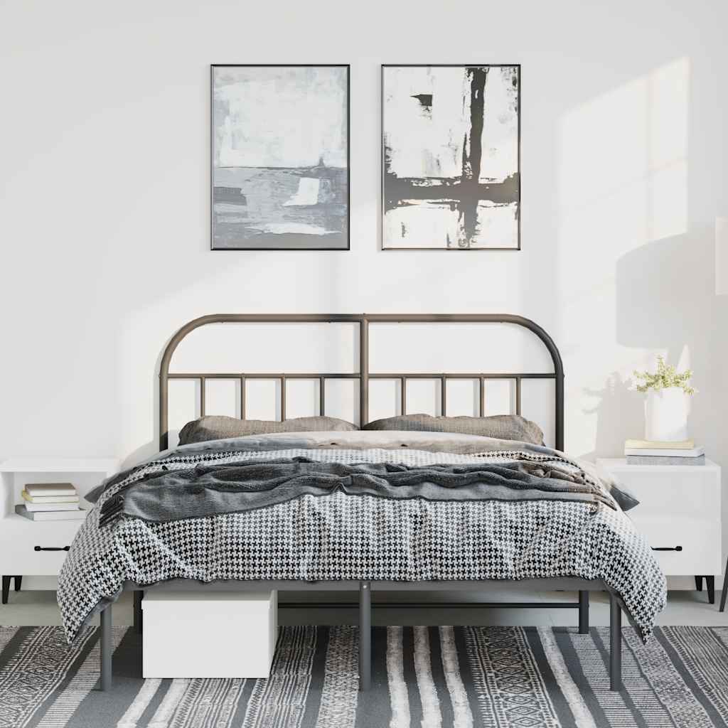 Bettgestell mit Kopfteil Metall Schwarz 150x200 cm