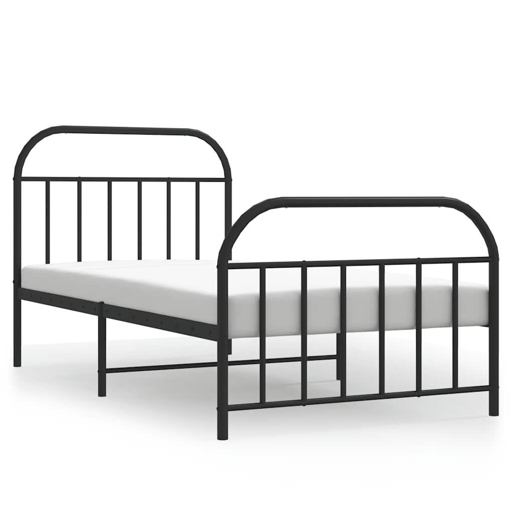Bettgestell mit Kopf- und Fußteil Metall Schwarz 100x190 cm