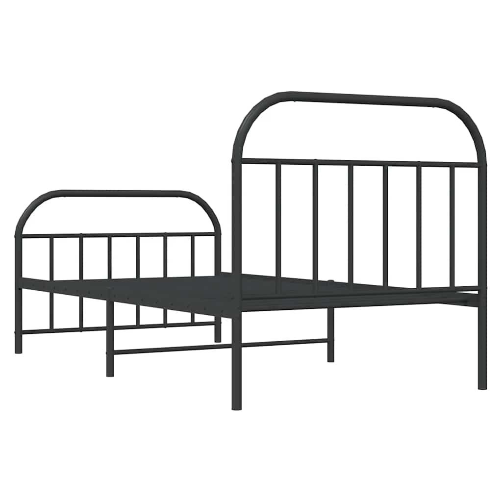 Bettgestell mit Kopf- und Fußteil Metall Schwarz 100x190 cm