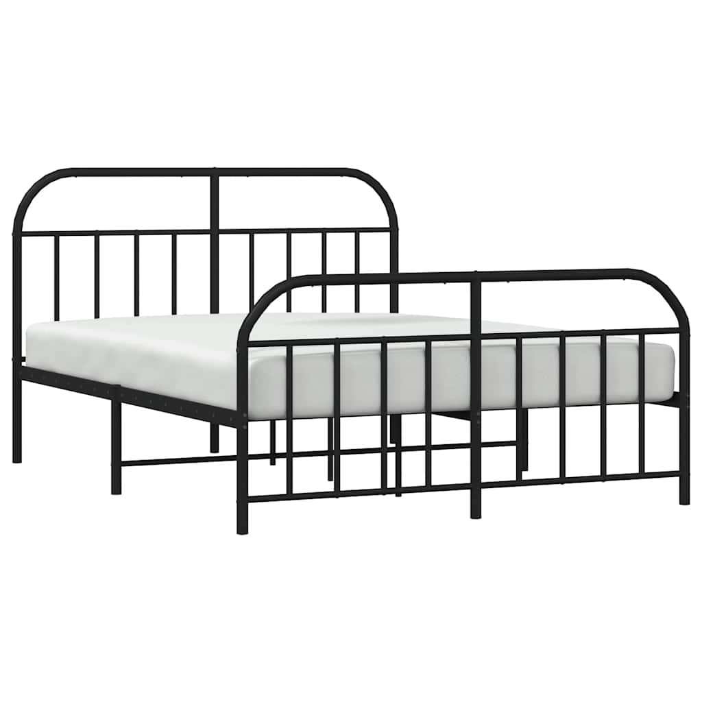 Metallbett ohne Matratze mit Fußteil Schwarz 180x200 cm