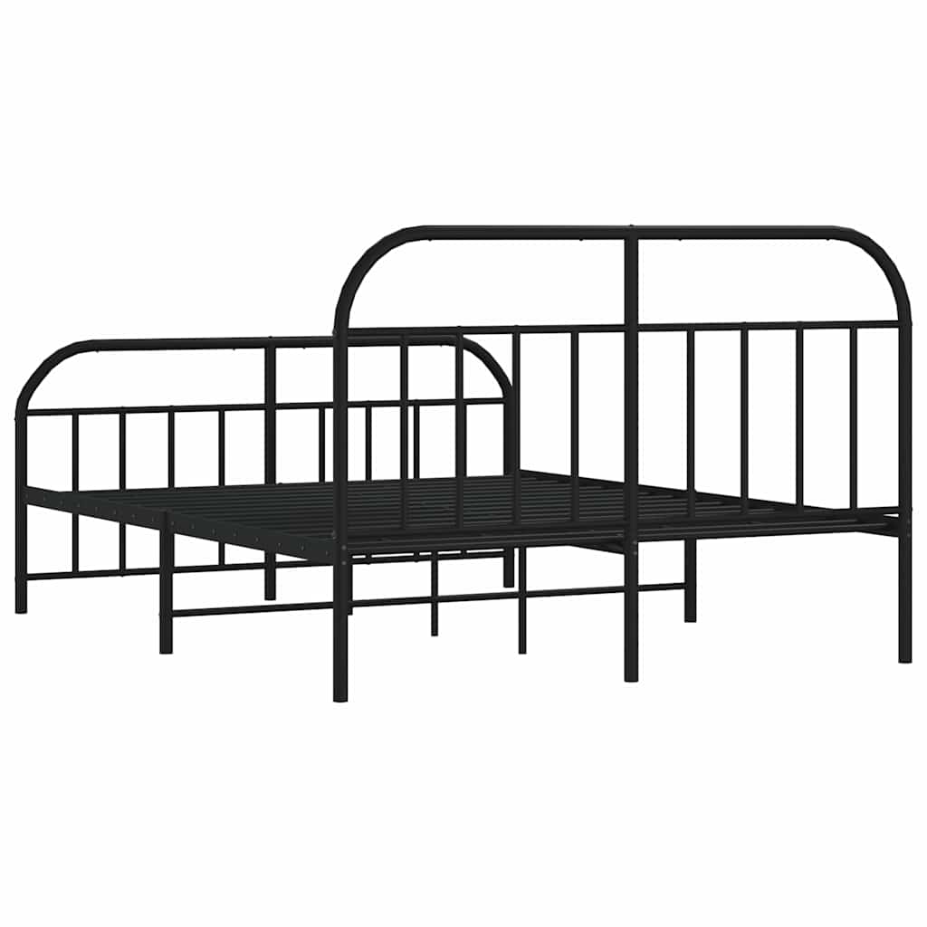 Metallbett ohne Matratze mit Fußteil Schwarz 180x200 cm