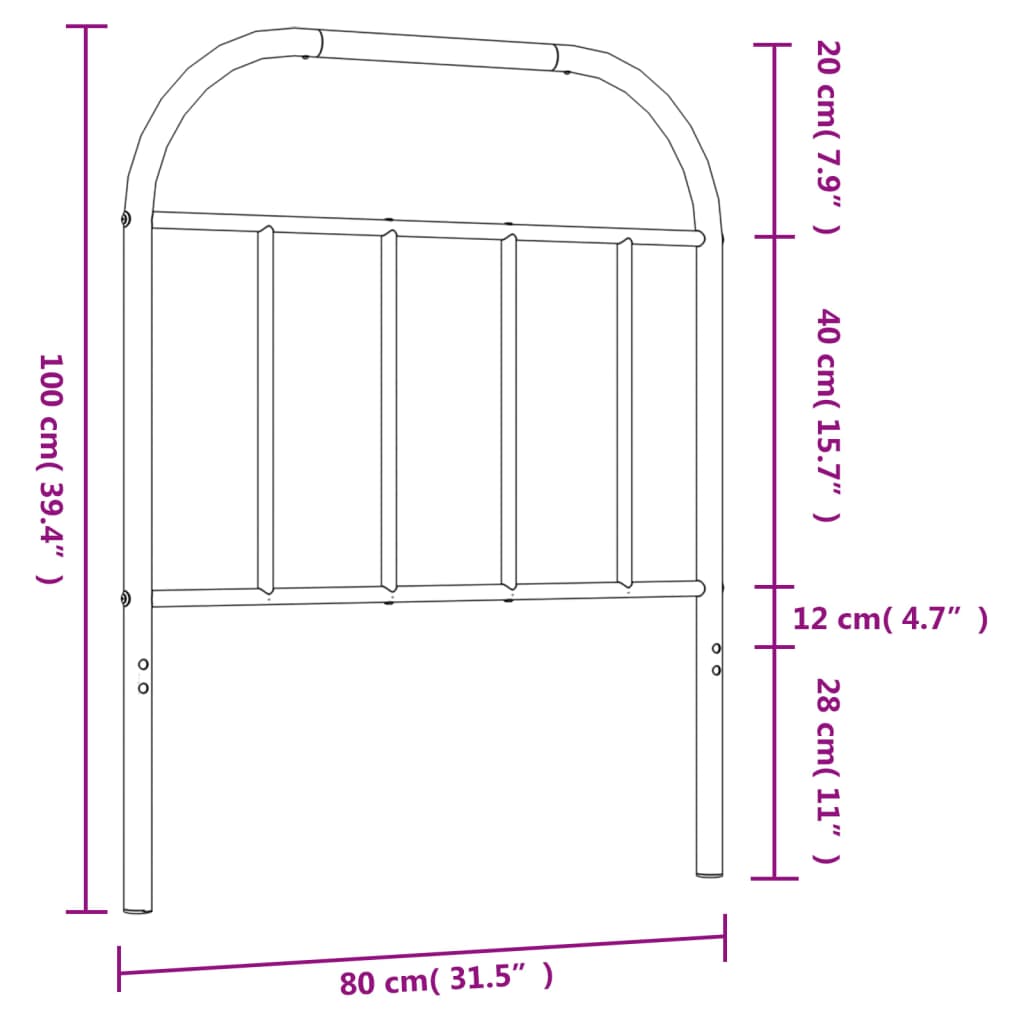 Ersatz-Kopfteil Metall Schwarz 75 cm