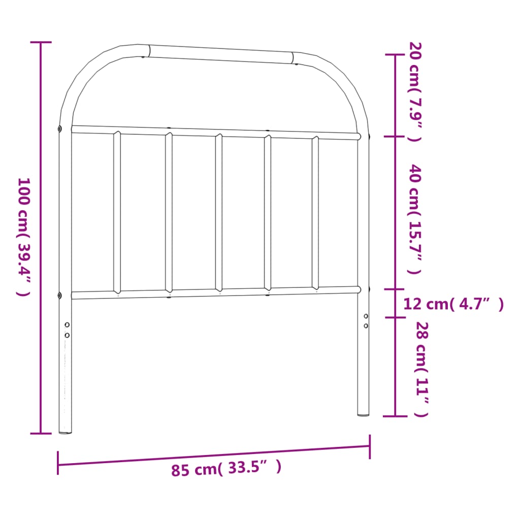 Ersatz-Kopfteil Metall Schwarz 80 cm