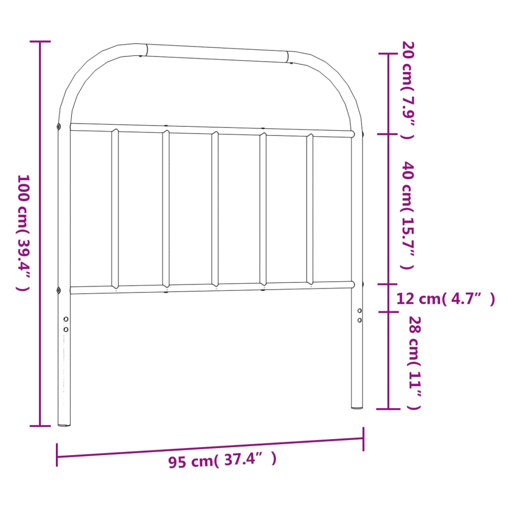 Ersatz-Kopfteil Metall Schwarz 90 cm